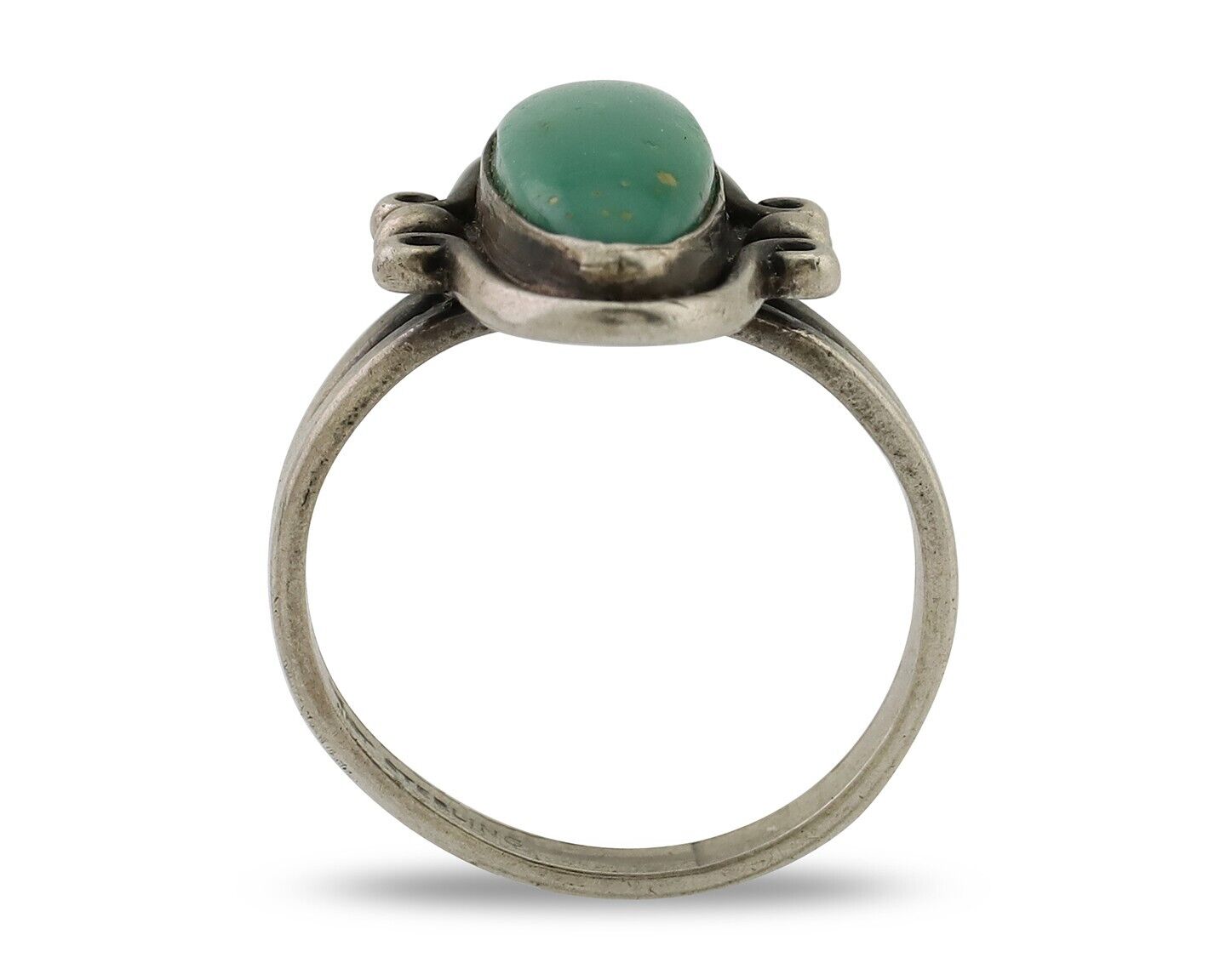 Navajo Ring 925 Silver Natural Kingman Turquoise Bell Trading Post C.80's