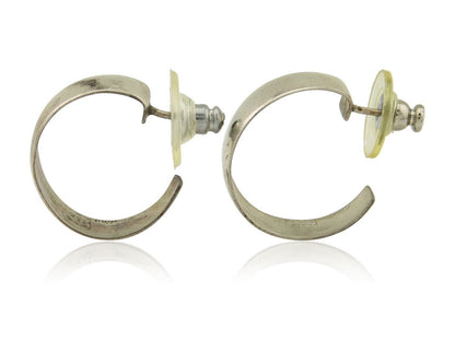 Navajo Earrings 925 Silver Hoop Dangle Native American Artist C.80's