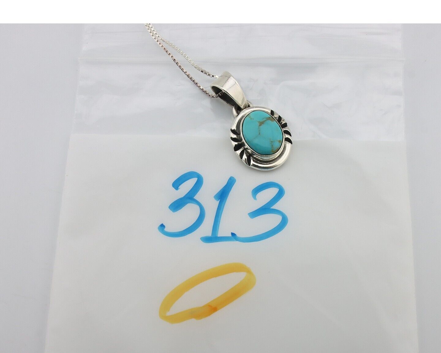 Navajo Necklace 925 Silver Arizona Turquoise Handmade Signed Gecko C.90's