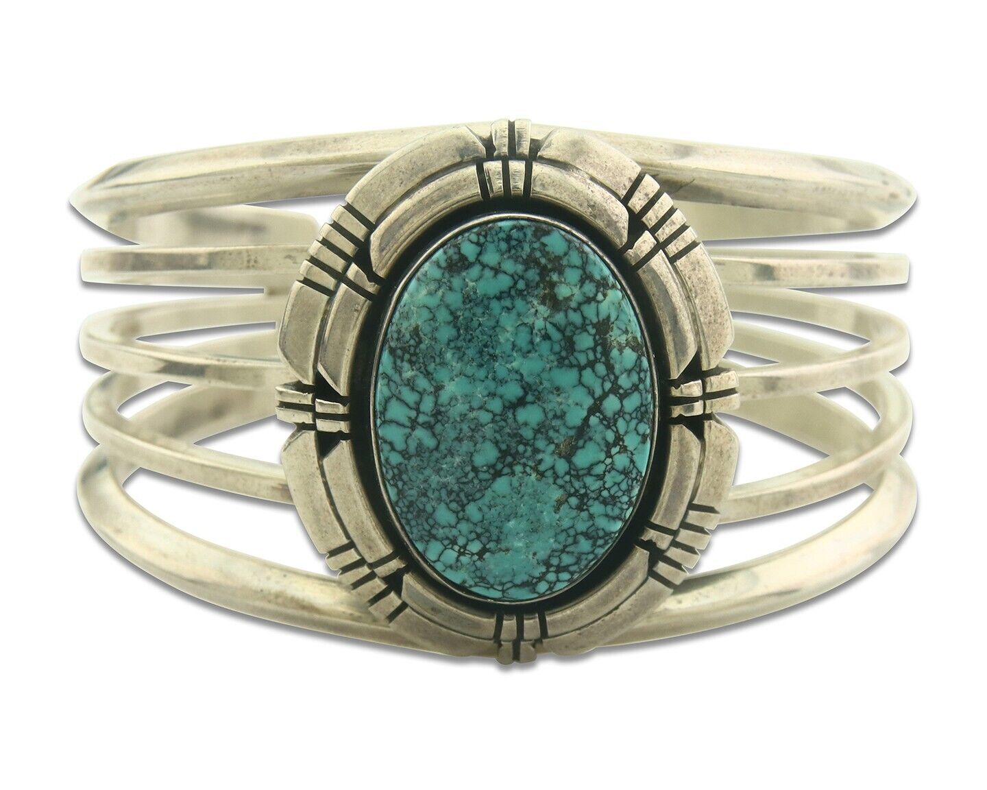 Navajo Bracelet 925 Silver Turquoise Cuff Artist Signed Miamama C.80's