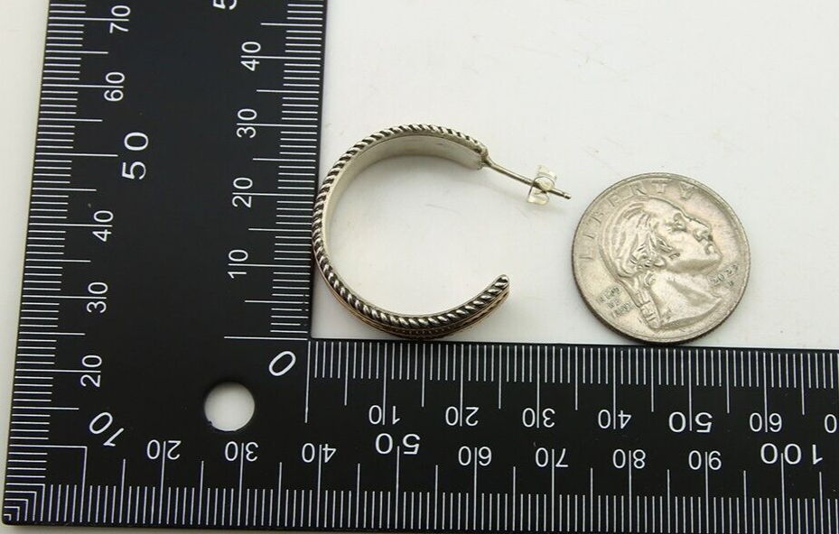 Navajo Earrings 925 Silver & Gold Handmade Artist Signed Tom Hawk C.80's