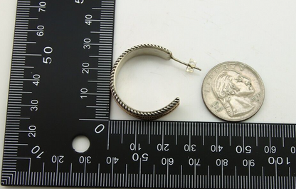 Navajo Earrings 925 Silver & Gold Handmade Artist Signed Tom Hawk C.80's