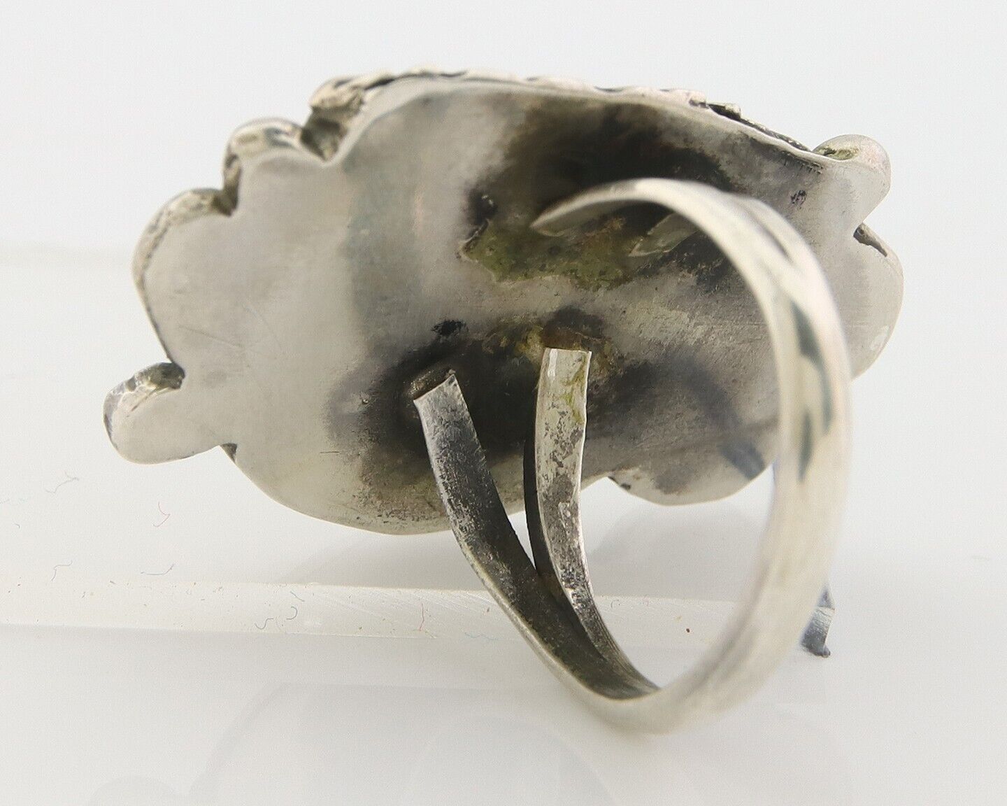 Navajo Ring 925 Sterling Natural Blue Turquoise Native Artist C.80's Size 4.5