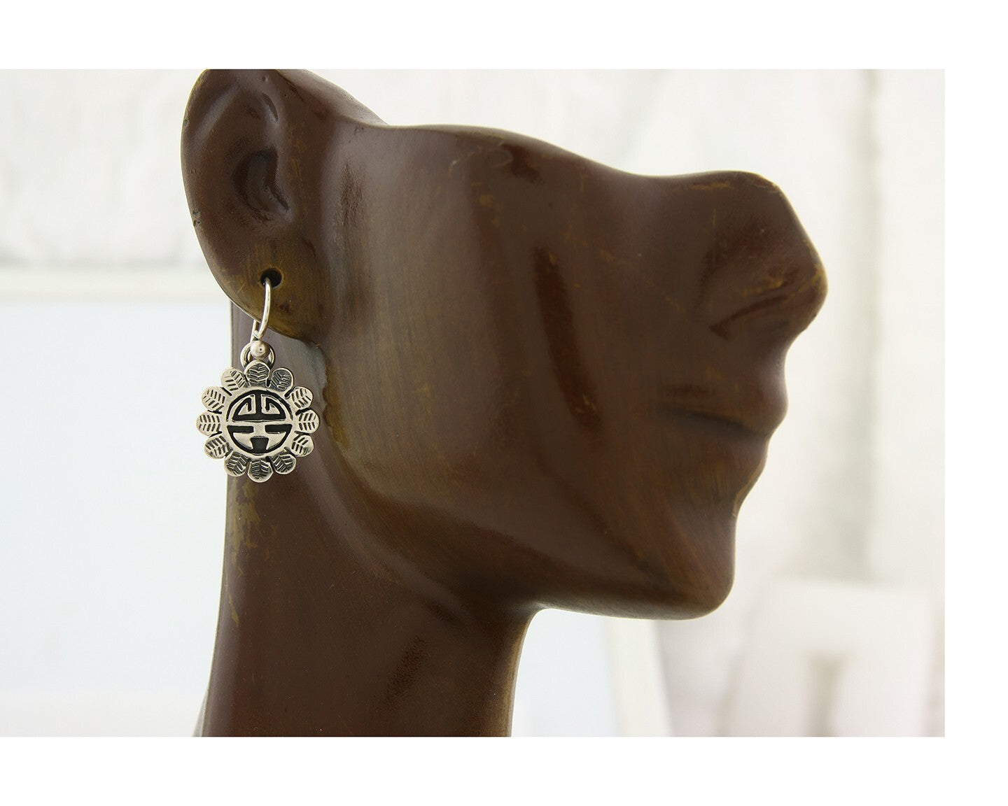 Navajo Tiwa Sun Earrings Sterling Silver Dangle Vintage Authentic