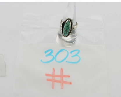 Navajo Handmade Ring 925 Silver Natural Turquoise Artist Signed GC01 C.80's