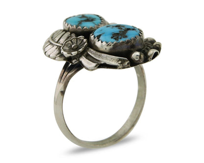 Navajo Ring 925 Silver Blue Turquoise Artist Signed SE C.80's