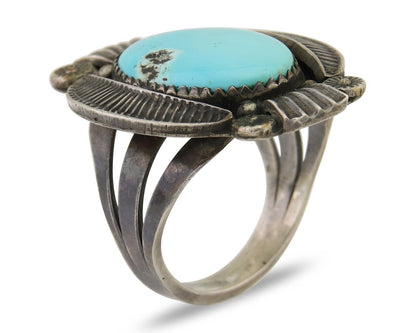 Navajo Handmade Ring 925 Silver Turquoise Native Artist C.80's