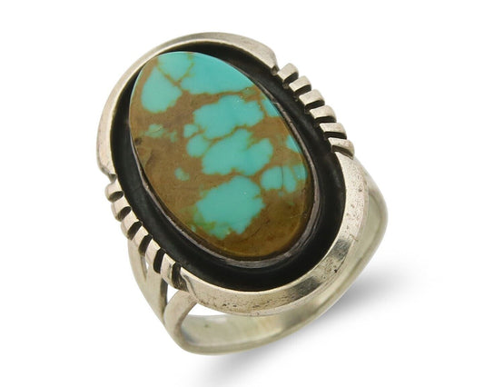 Navajo Ring 925 Sterling Natural Blue Turquoise Native Artist C.80's Size 5.25