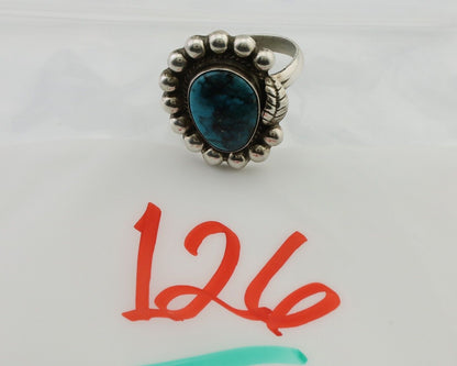 Navajo Ring 925 Silver Blue Turquoise Native American Artist C.80's