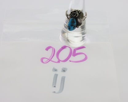Navajo Ring 925 Silver Sleeping Beauty Turquoise Native American Artist C.80's