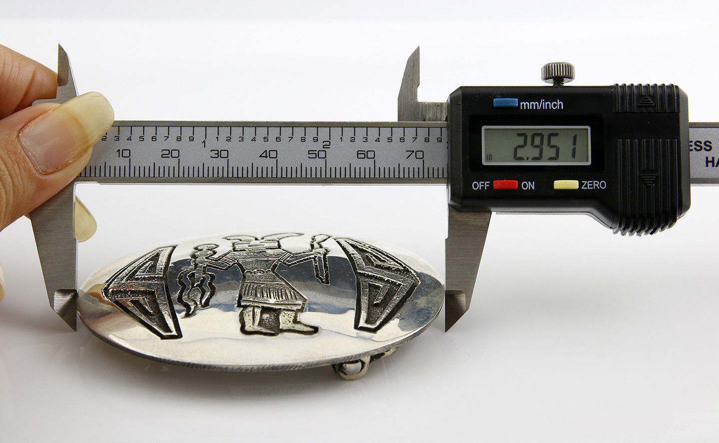 VTG Navajo Signed Bernice Bonney Rain Dancer .925 Silver Belt Buckle