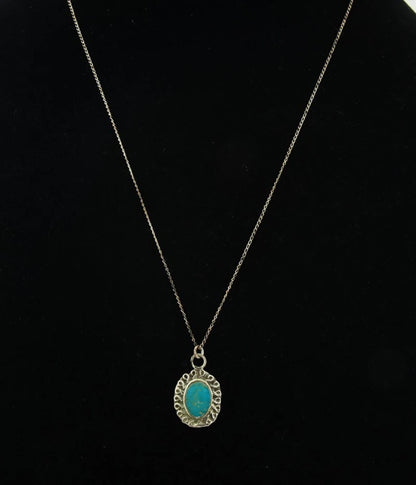 Navajo Necklace Sterling Silver Natural Blue Turquoise Handmade Vintage