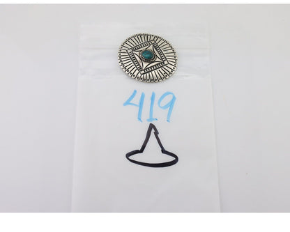 Navajo Pin 925 Silver Natural Turquoise Hand Stamped Native Artist C.80's