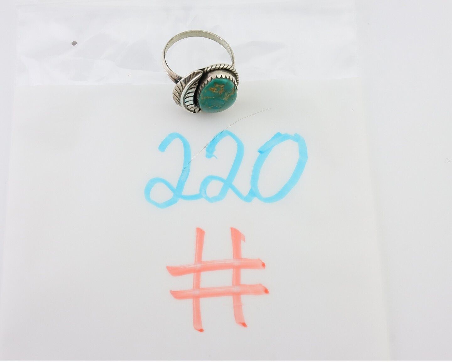 Navajo Handmade Ring 925 Silver Natural Turquoise Native American Artist C.80's