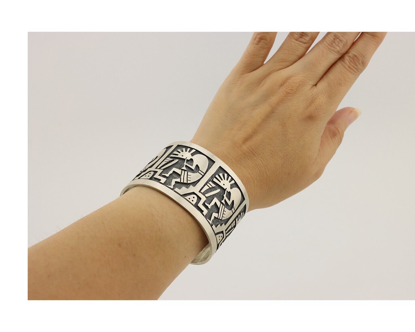 Navajo Kokopelli Bracelet 925 Silver Native American Artist Handmade C.80's