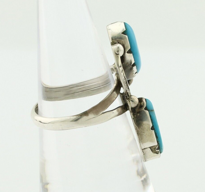 Navajo Ring 925 Silver Blue Turquoise Artist Signed K C.80's