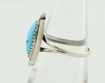 Navajo Ring 925 Silver Sleeping Beauty Turquoise Artist Signed SC C80s