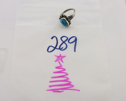Navajo Ring 925 Silver Sleeping Beauty Turquoise Artist Signed SC C.80's