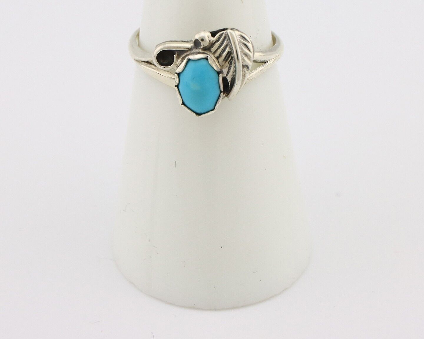 Navajo Ring .925 Silver Sleeping Beauty Turquoise Native American Artist C.80's