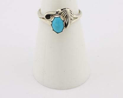 Navajo Ring .925 Silver Sleeping Beauty Turquoise Native American Artist C.80's