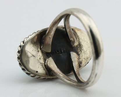 Navajo Ring 925 Silver Kingman Turquoise Native American Artist C.80's