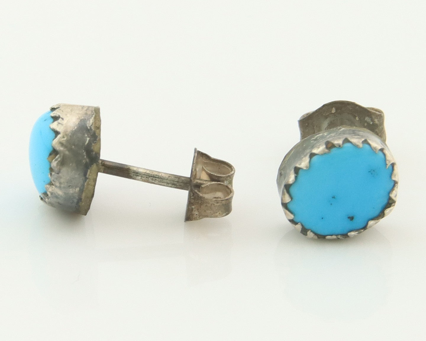 Navajo Earrings Sterling Silver Natural Turquoise Vintage Handmade