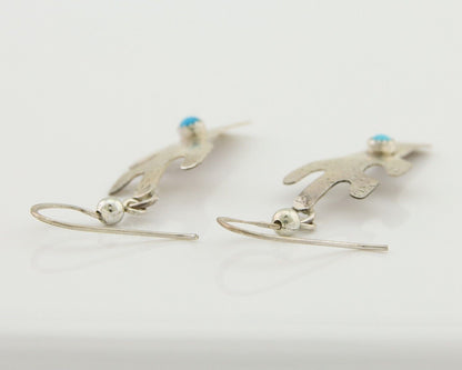 Navajo Handmade Cactus Earrings 925 Silver Natural Turquoise Native Artist C.80s