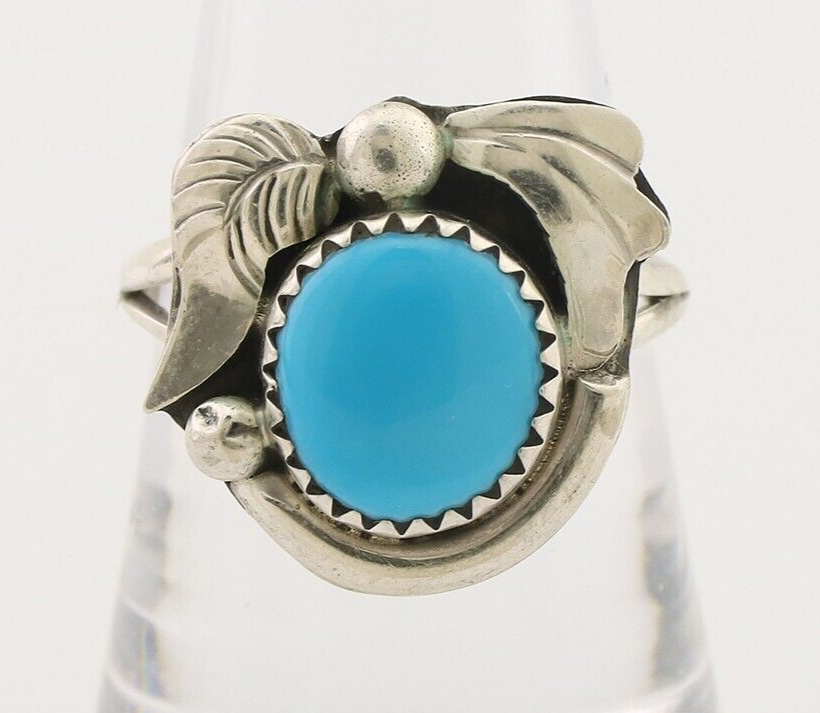 Navajo Ring 925 Silver Natural Blue Turquoise Native American Artist C.80's