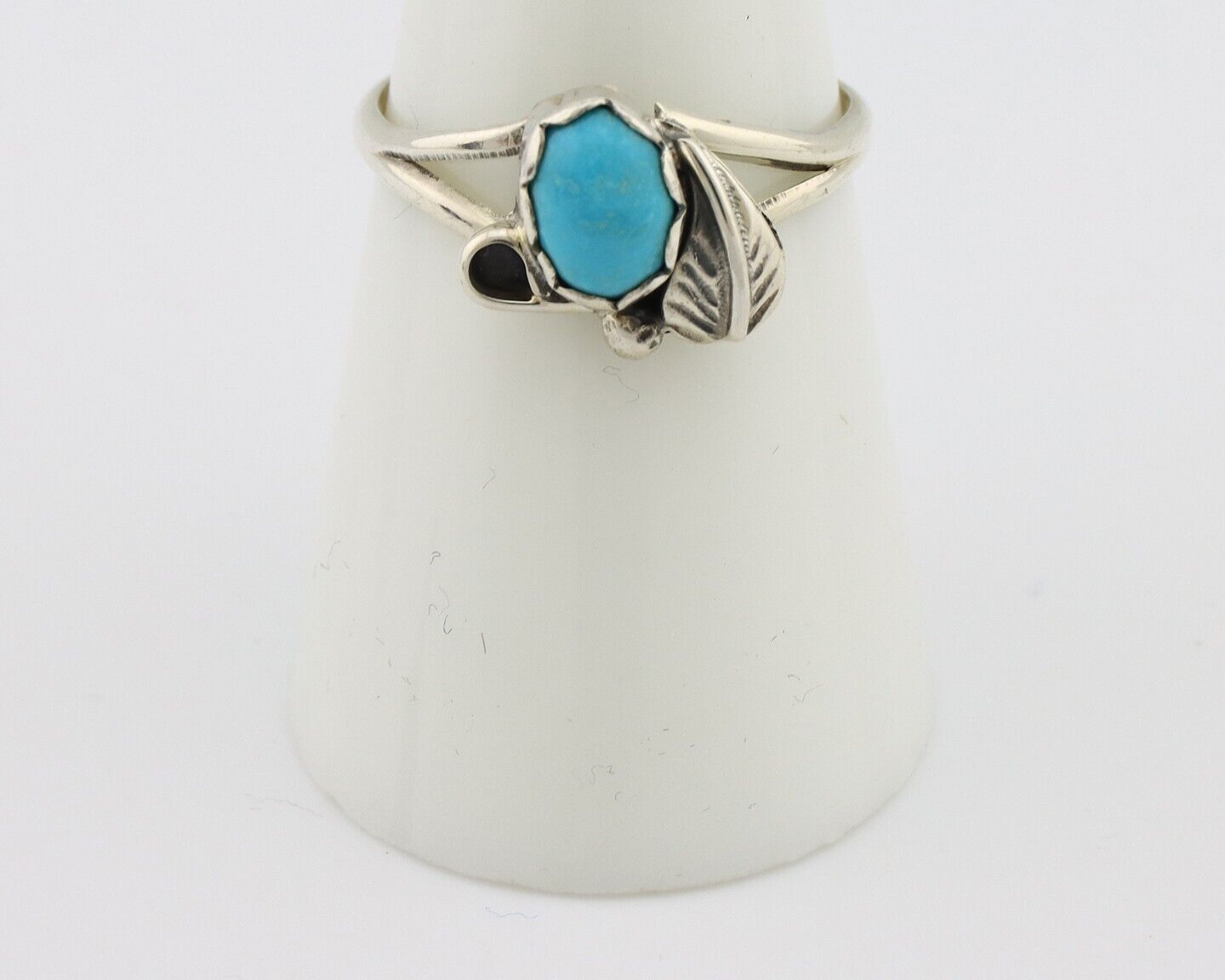 Navajo Ring .925 Silver Sleeping Beauty Turquoise Native American Artist C.80's