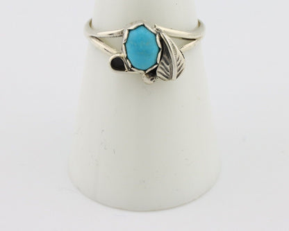 Navajo Ring .925 Silver Sleeping Beauty Turquoise Native American Artist C.80's