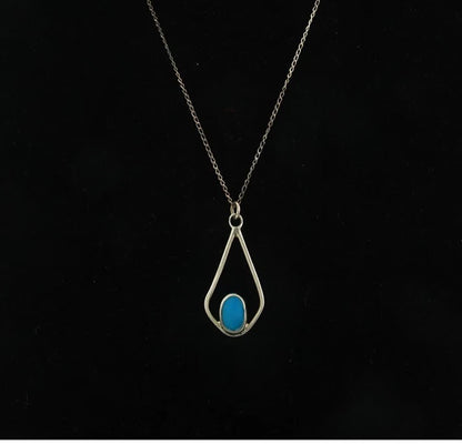 Navajo Necklace Sterling Silver Natural Blue Turquoise Vintage