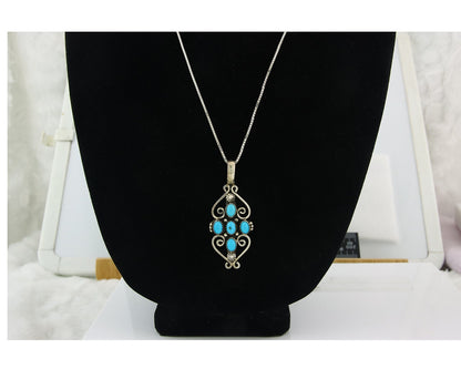 Navajo Sterling Silver Necklace Authentic Turquoise Vintage Signed Montoya