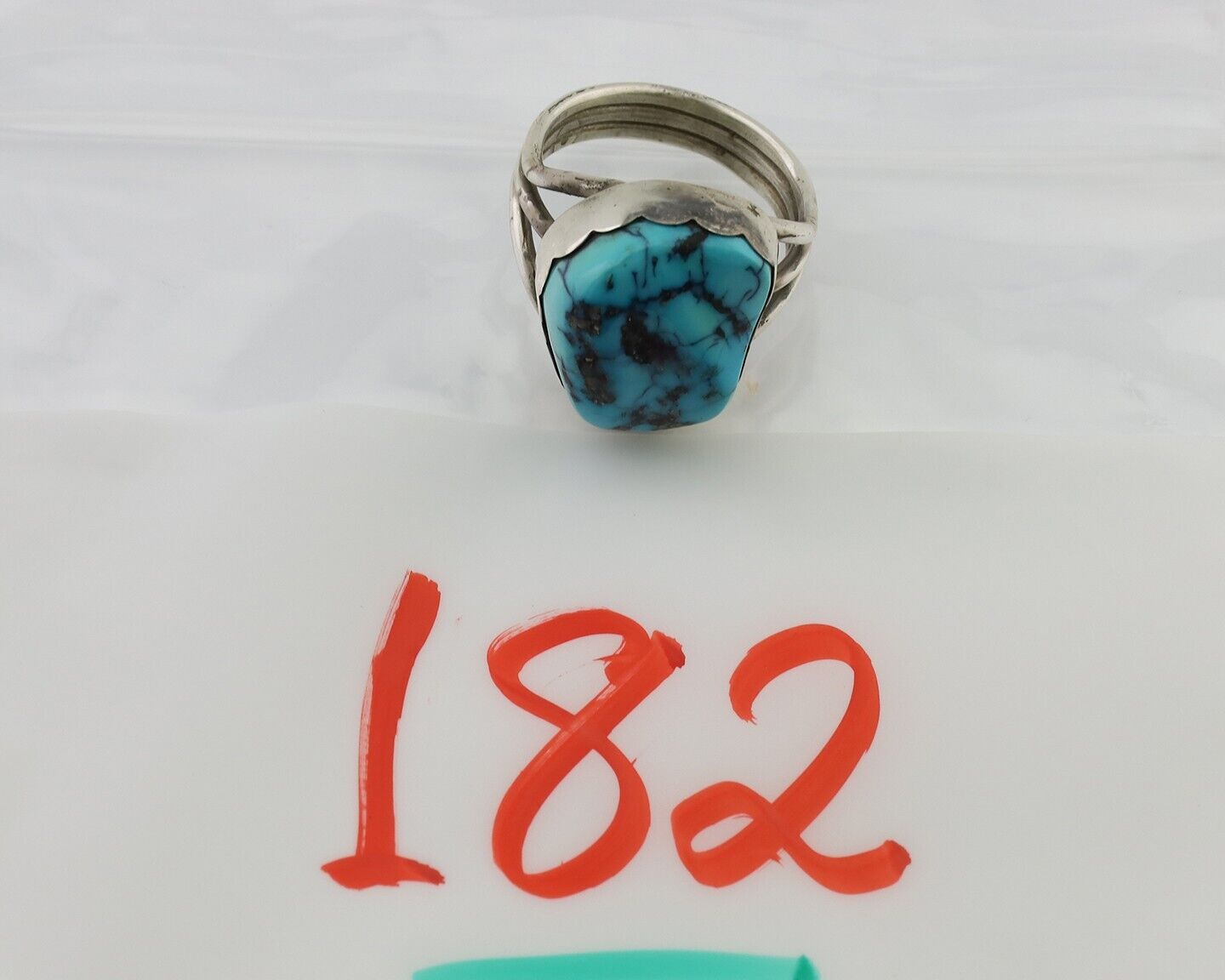 Navajo Ring 925 Silver Natural Blue Turquoise Signed Tony Guerro C.80's