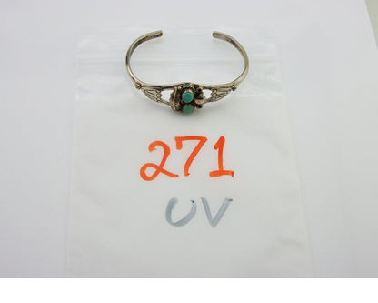 Navajo Bracelet 925 Silver Cuff Turquoise Handmade Native Artist C.80's