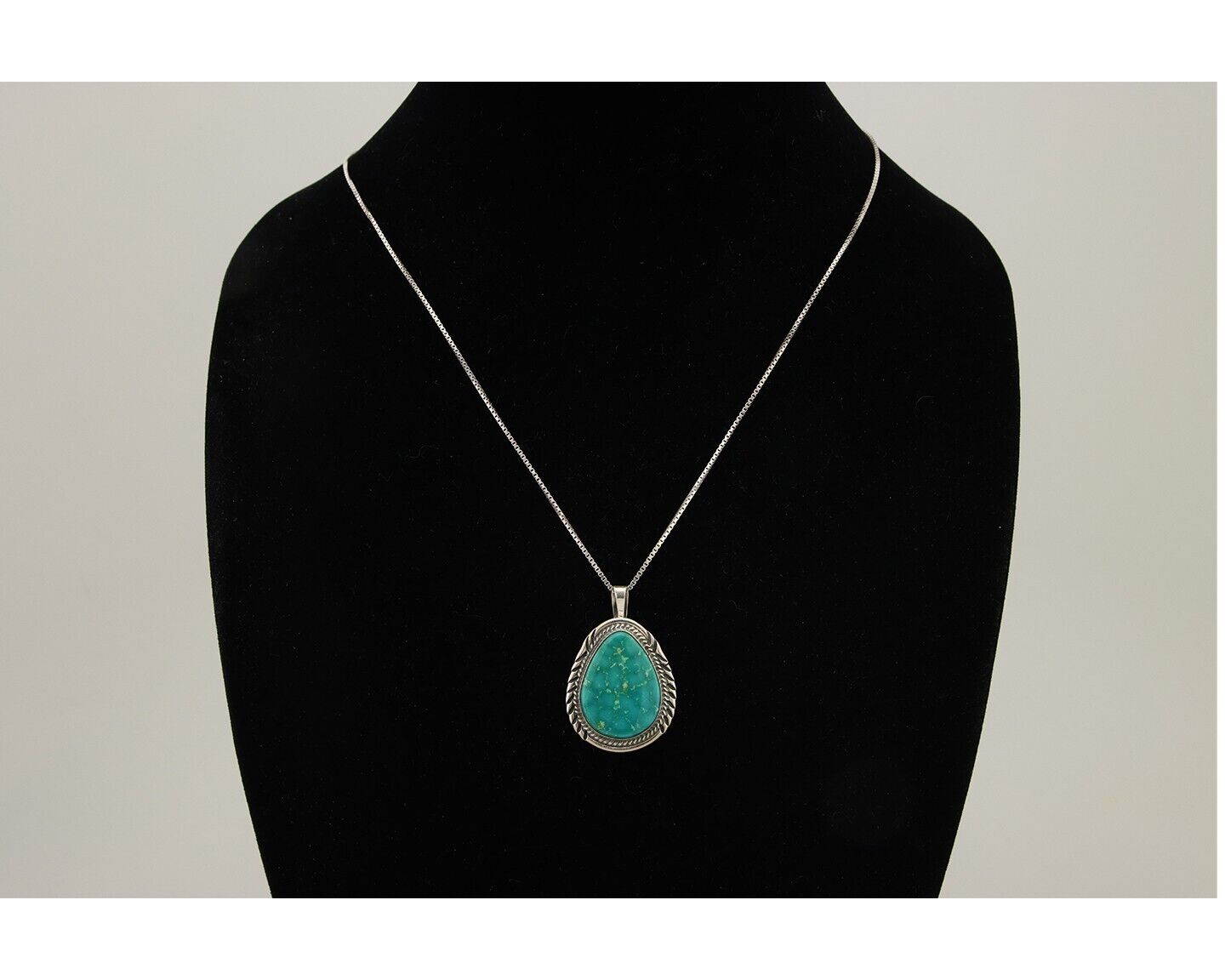 Navajo Necklace 925 Silver Natural Blue Turquoise Native American Artist C.80's