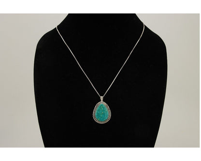 Navajo Necklace 925 Silver Natural Blue Turquoise Native American Artist C.80's