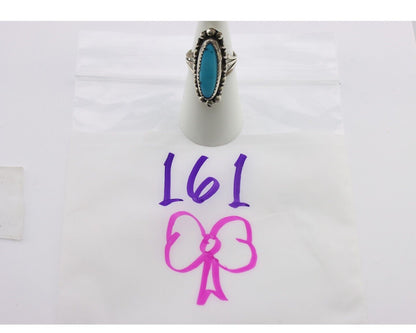 Navajo Ring .925 Silver Sleeping Beauty Turquoise Signed SkyStone Creations C80s