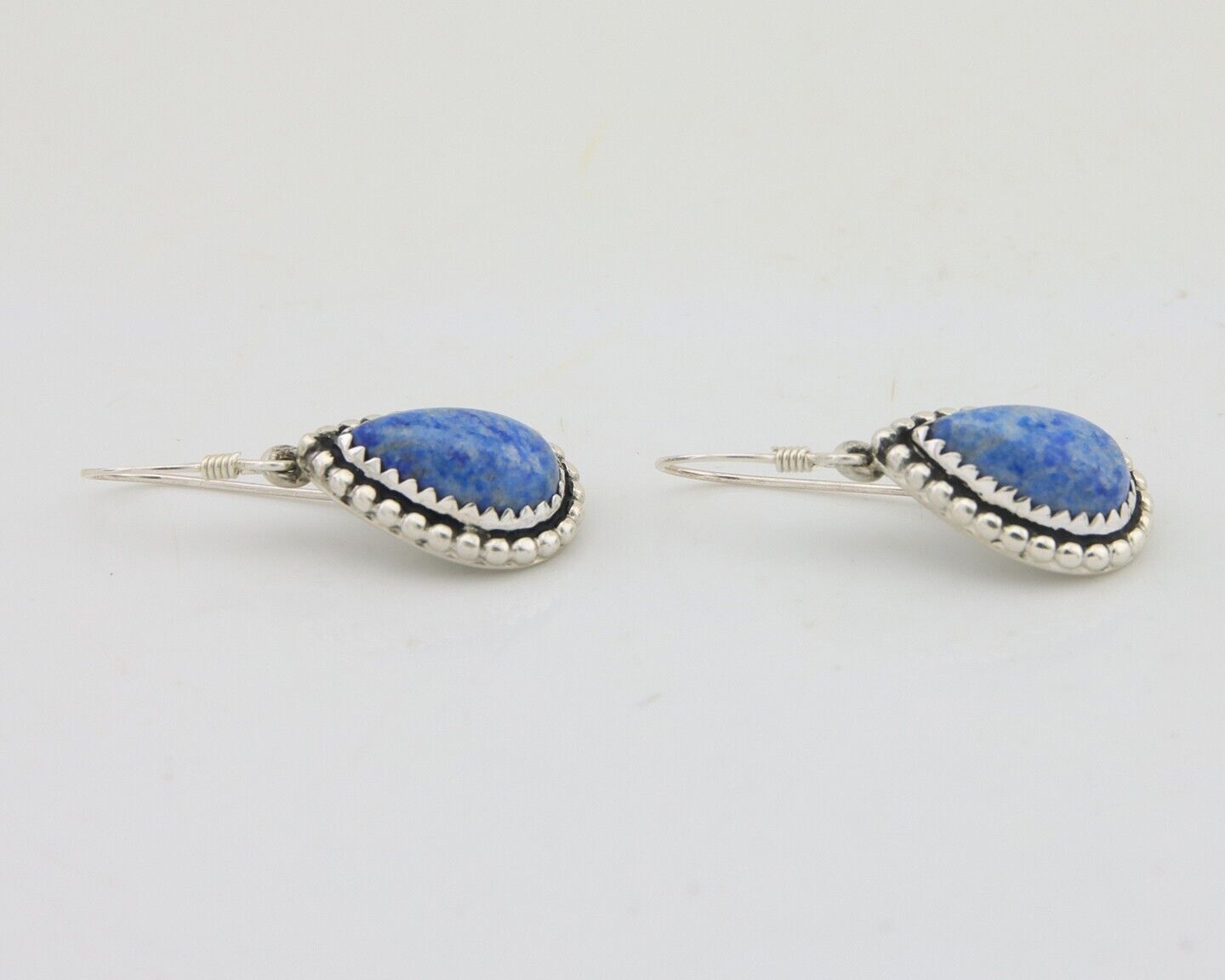 Navajo Earrings 925 Silver Blue Denim Lapis Artist Signed First Eagle C.80's