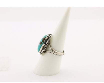 Navajo Ring 925 Silver Kingman Turquoise Native American Artist C.80's