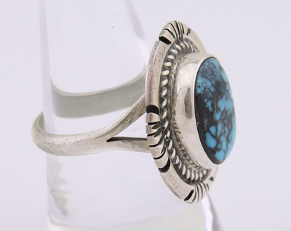 Navajo Ring 925 Silver Spiderweb Turquoise Signed Jon McCray C.80's
