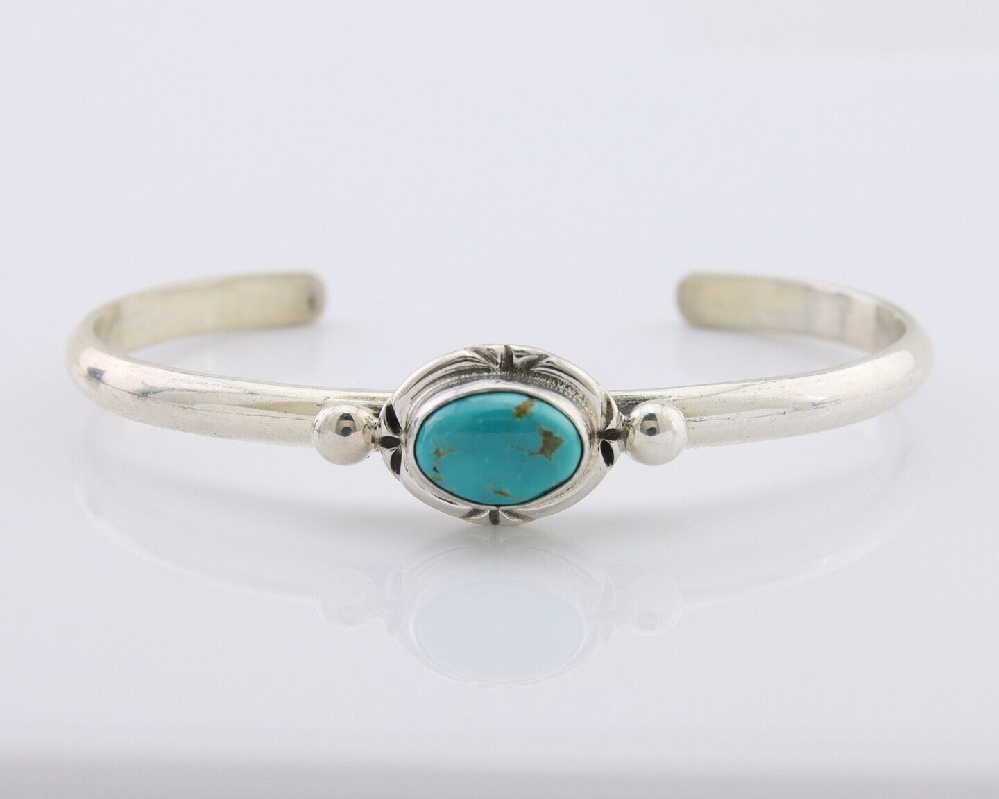 Navajo Bracelet 925 Silver Natural Turquoise Native American Artist C.80's