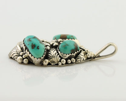Navajo Pendant 925 Silver Natural Bisbee Turquoise Signed Tom Willeto C.80's