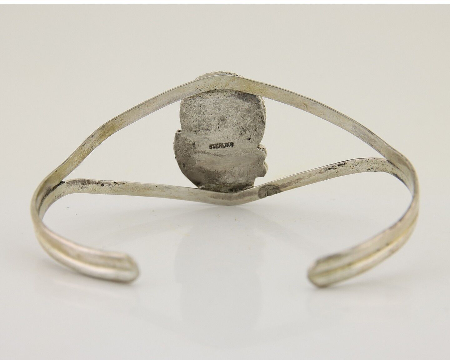 Navajo Hand Stamped Cuff Bracelet Turquoise 925 Silver Native American Artist