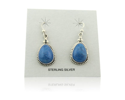 Navajo Dangle Earrings Sterling Silver Lapis Vintage Authentic Signed M
