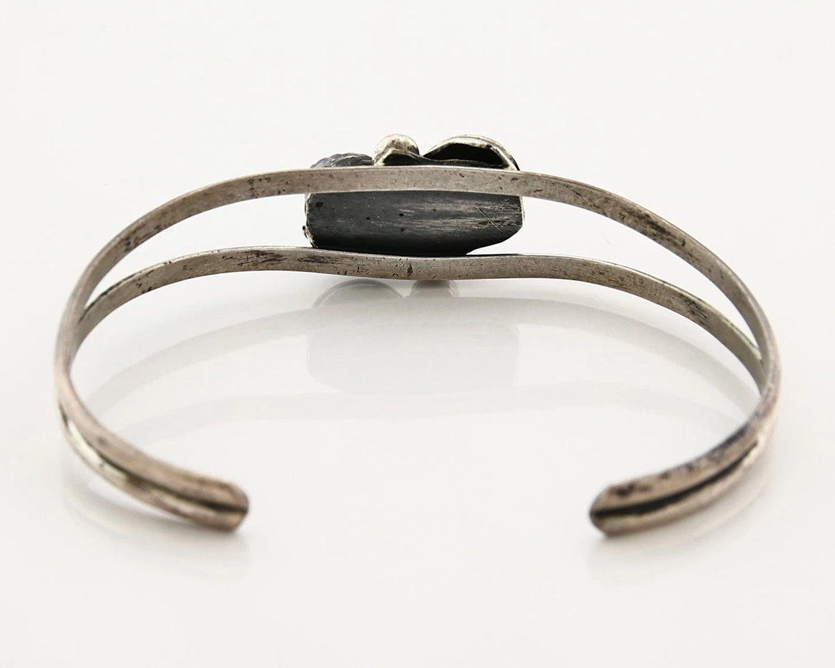 Navajo Cuff Bracelet Sterling Silver Gemstone Native American Artist C.80's