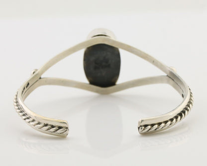 Navajo Cuff Bracelet 925 Silver Natural Blue Turquoise Artist Signed Gecko C.80s