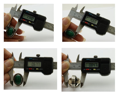 Navajo Ring 925 Silver Natural Malachite Native American Artist C.80's