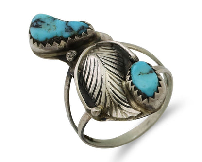 Navajo Handmade Ring 925 Silver Kingman Turquoise Native American Artist C.80's