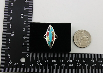 Navajo Ring 925 Silver Turquoise Shell Onyx Spiney Oyster Native Artist C.80's