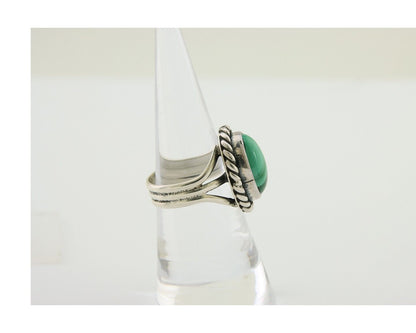 Navajo Ring 925 Silver Natural Malachite Native American Artist C.80's